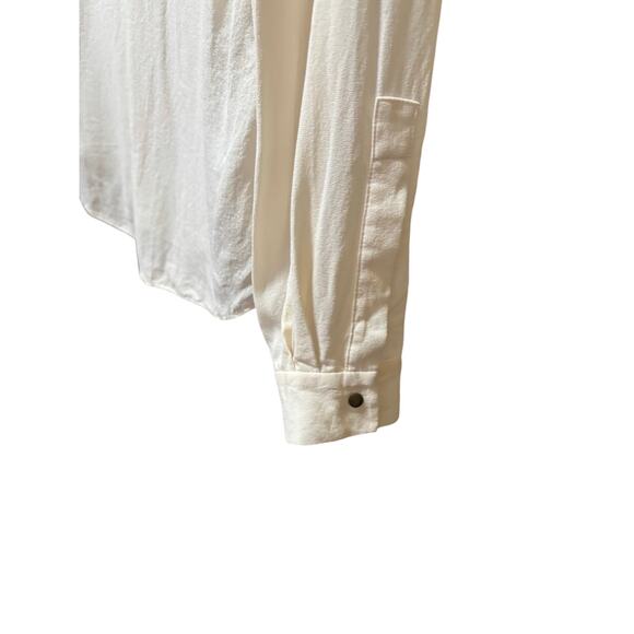 A.L.C. White 100% Silk Collared Long Sleeve Blouse Top | Size Medium - Picture 5 of 7